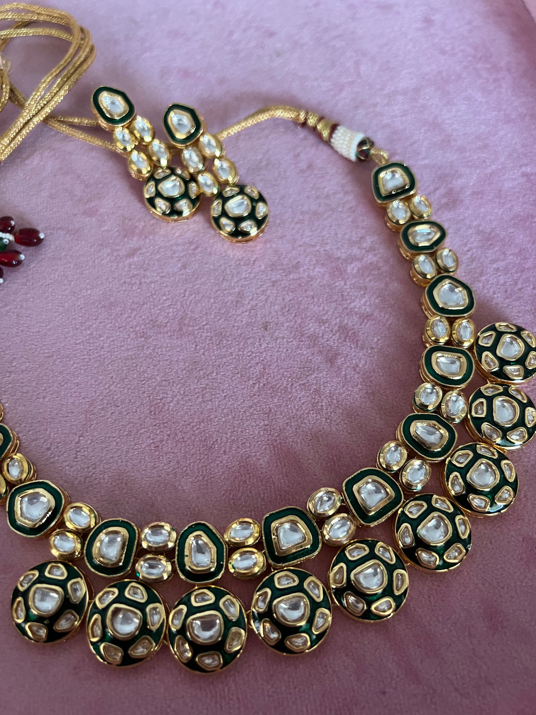 Signature Green Kundan Necklace with Earrings