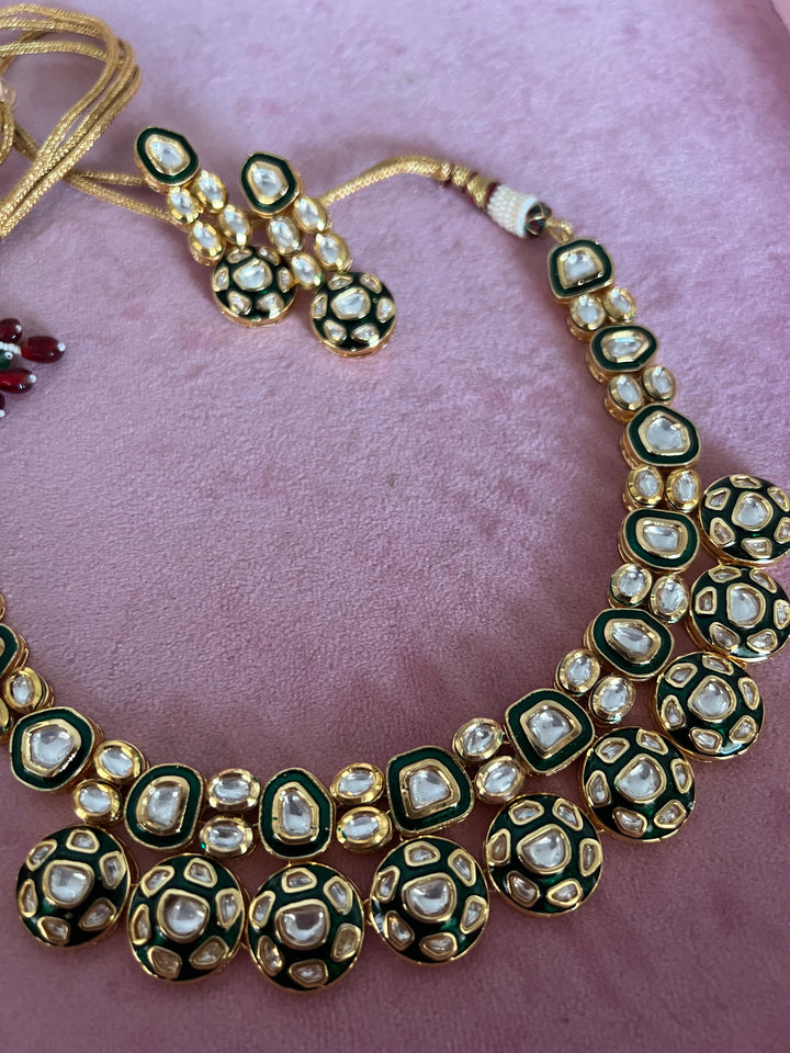 Signature Green Kundan Necklace with Earrings