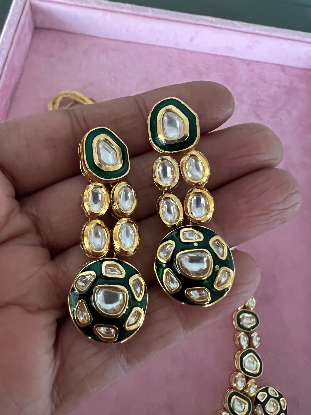 Signature Green Kundan Necklace with Earrings