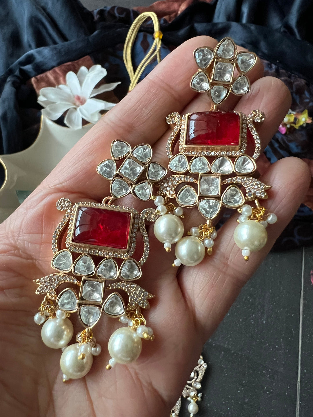 Victorian Kundan Necklace with Earrings