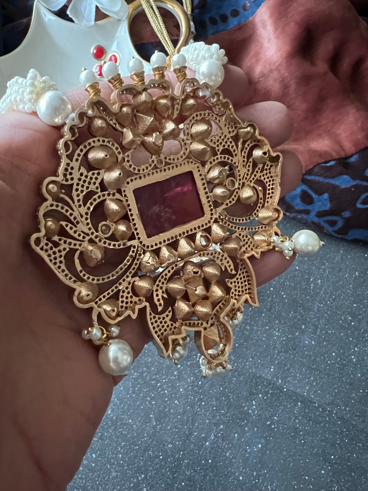 Victorian Kundan Necklace with Earrings