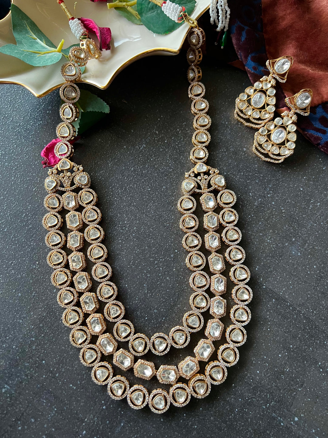 Victorian Kundan Necklace with Earrings