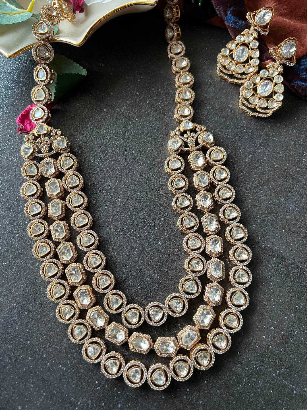 Victorian Kundan Necklace with Earrings