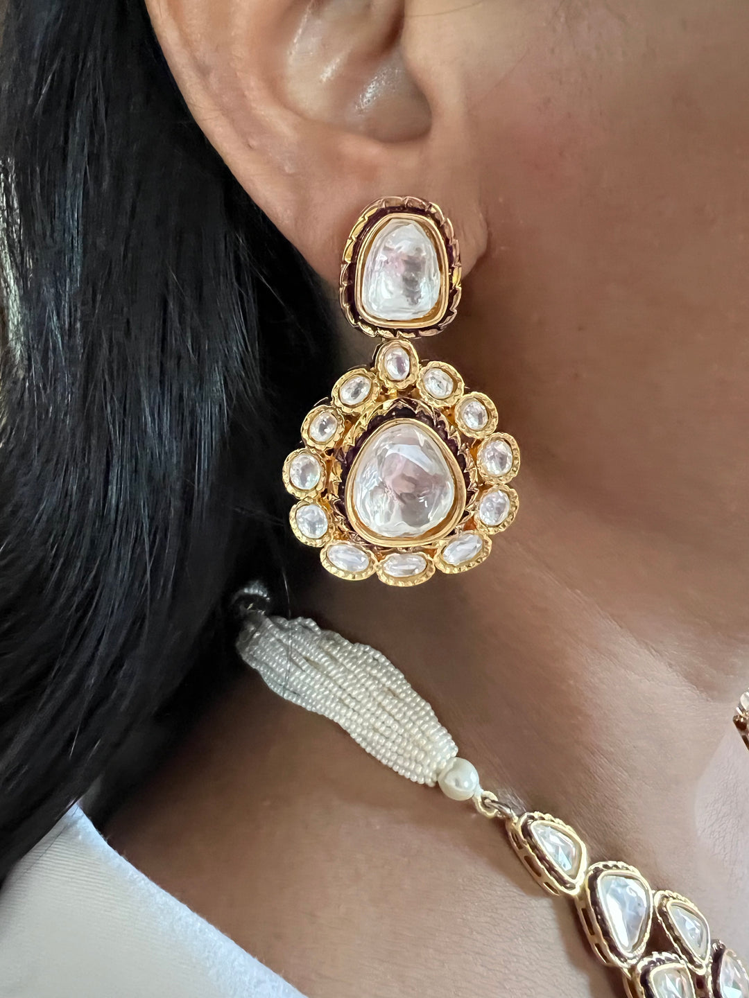 Beautiful Kundan Necklace with Statement Earrings