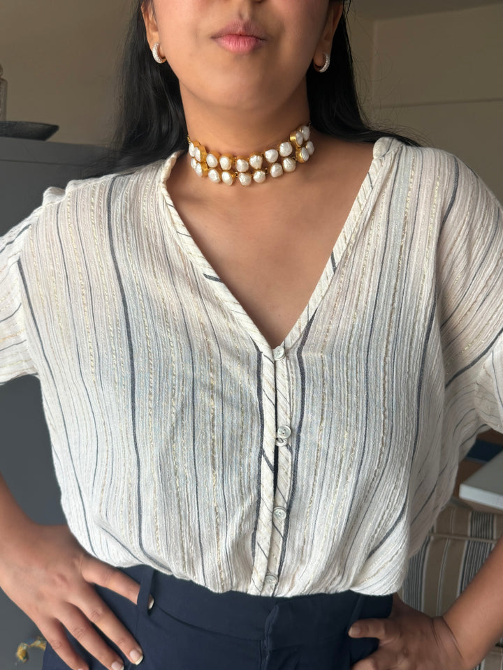 Handmade Natural Baroque Pearls Statement Choker | Brass Adjustable Lobster Claw Jewelry