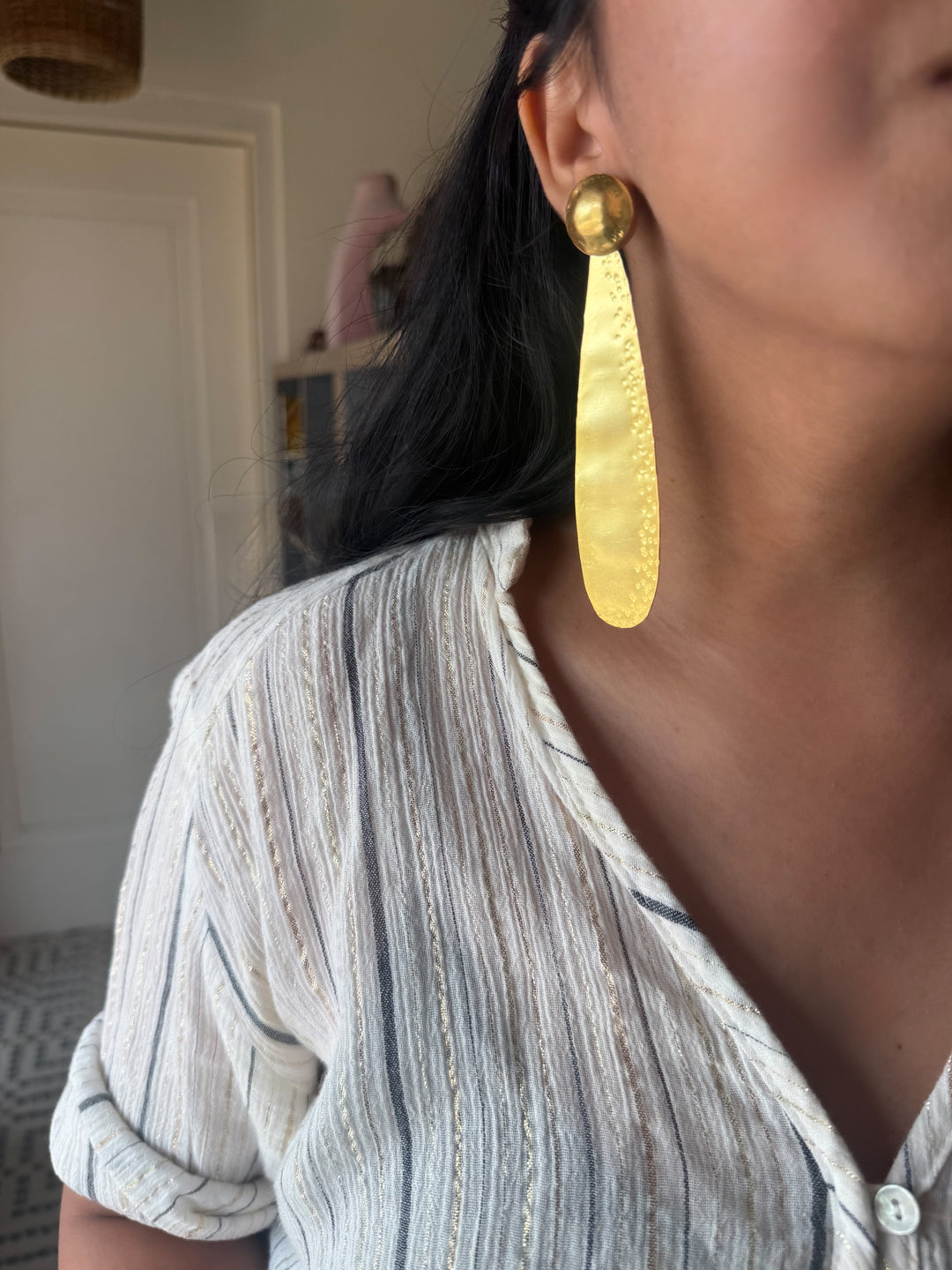 Statement Fan Earrings Gold Tone Earrings