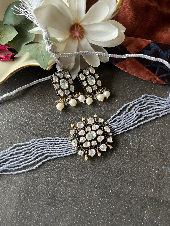 Victorian Kundan Choker with Earrings