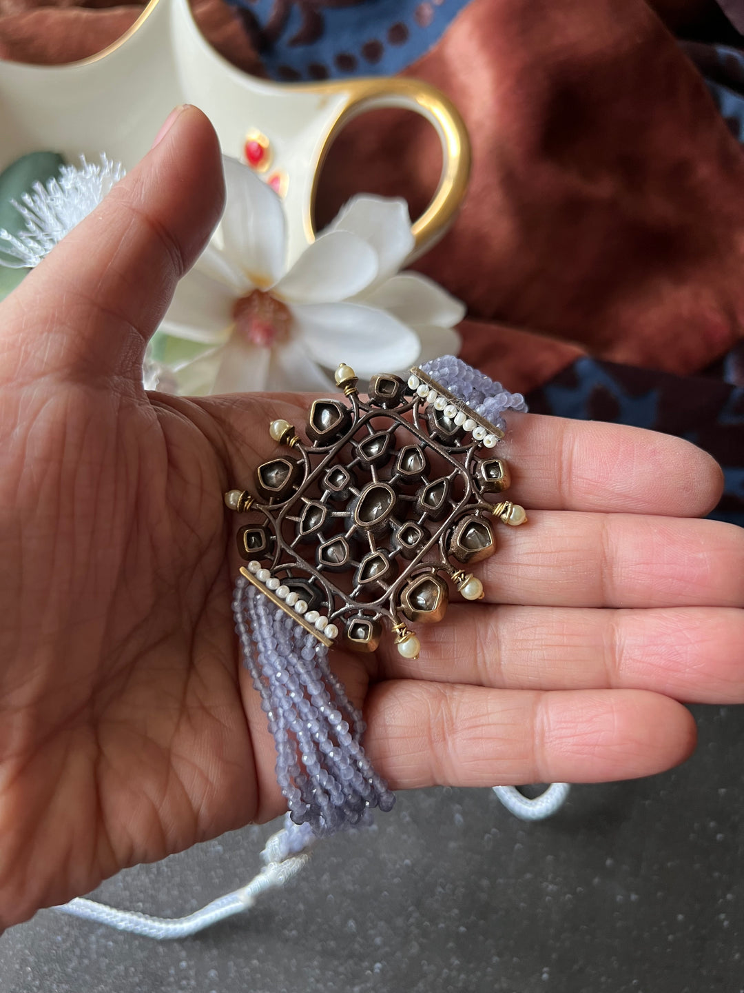 Victorian Kundan Choker with Earrings