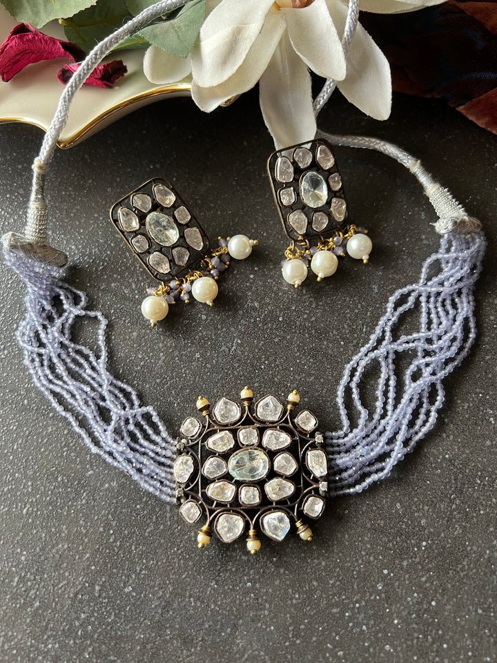 Victorian Kundan Choker with Earrings
