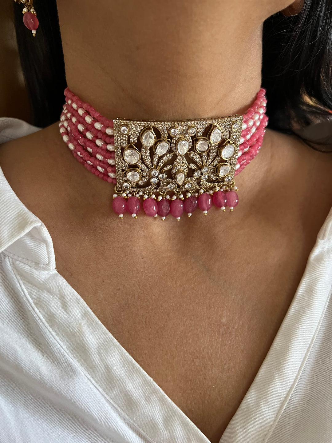Victorian Kundan Choker with Earrings