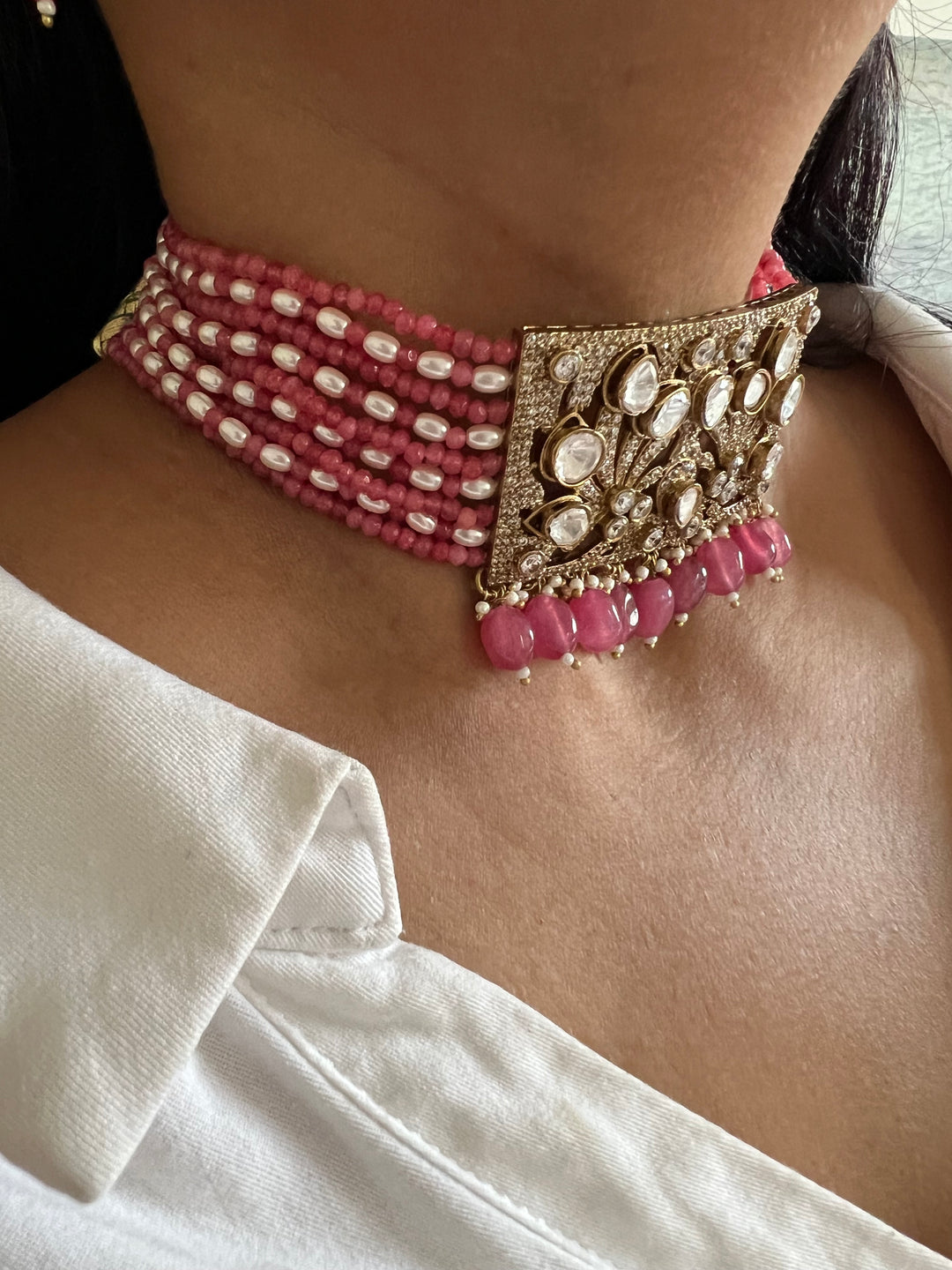 Victorian Kundan Choker with Earrings