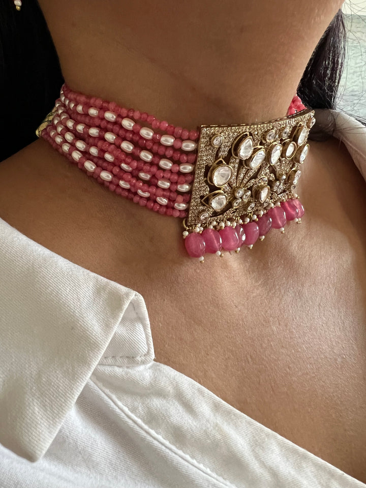 Victorian Kundan Choker with Earrings