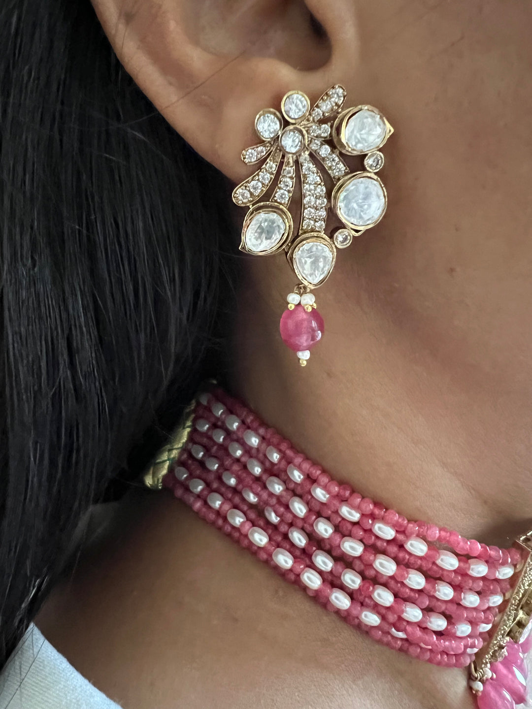 Victorian Kundan Choker with Earrings