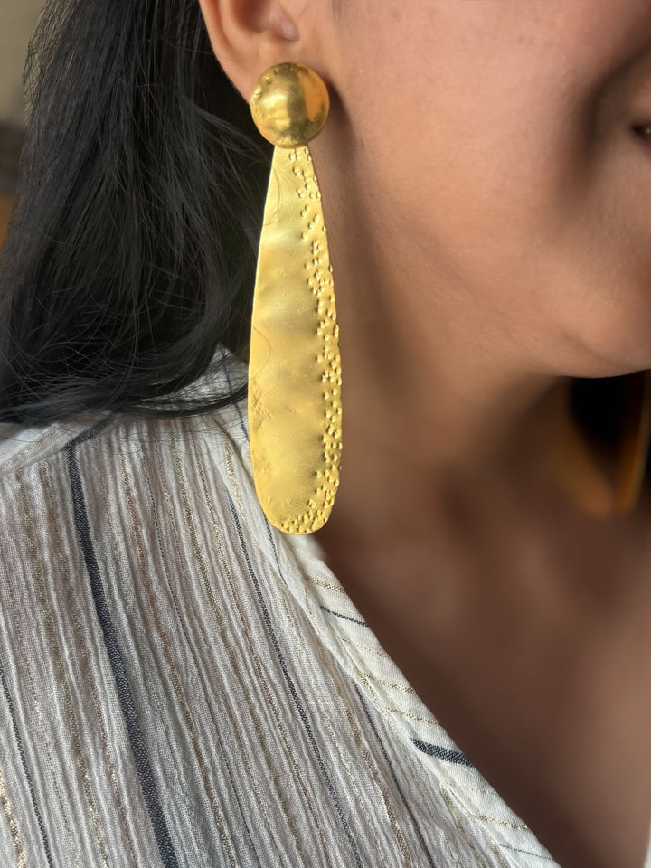 Statement Fan Earrings Gold Tone Earrings