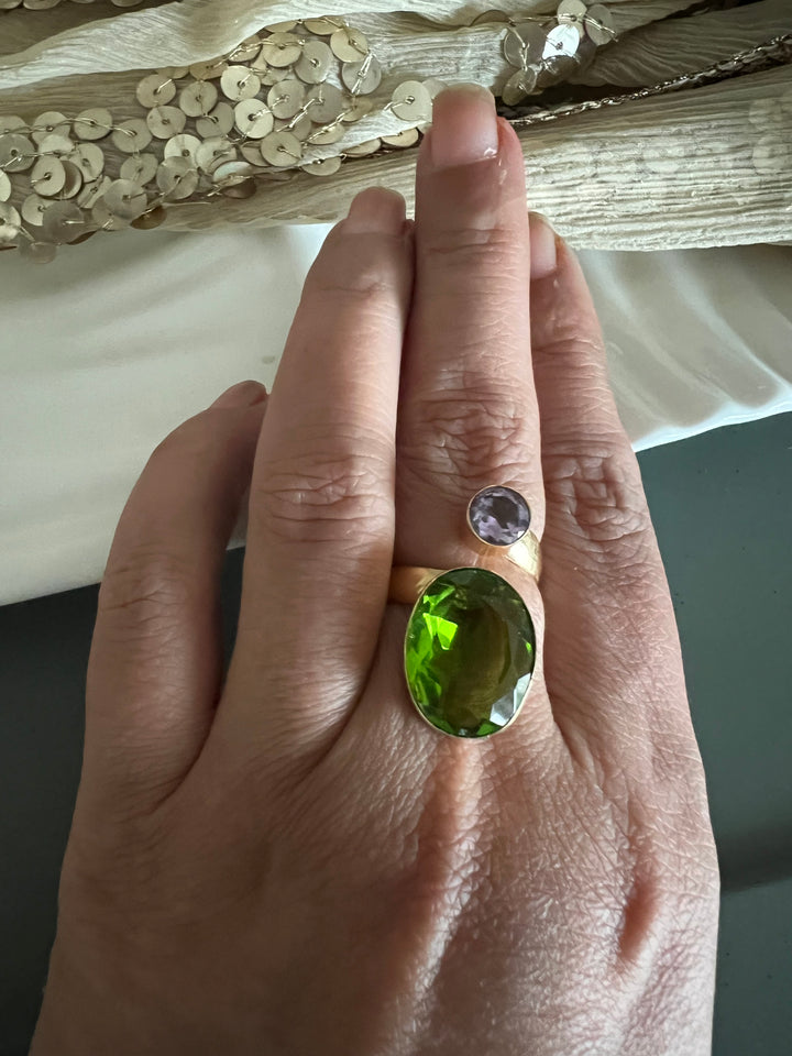 Statement Peridot Amethyst Ring