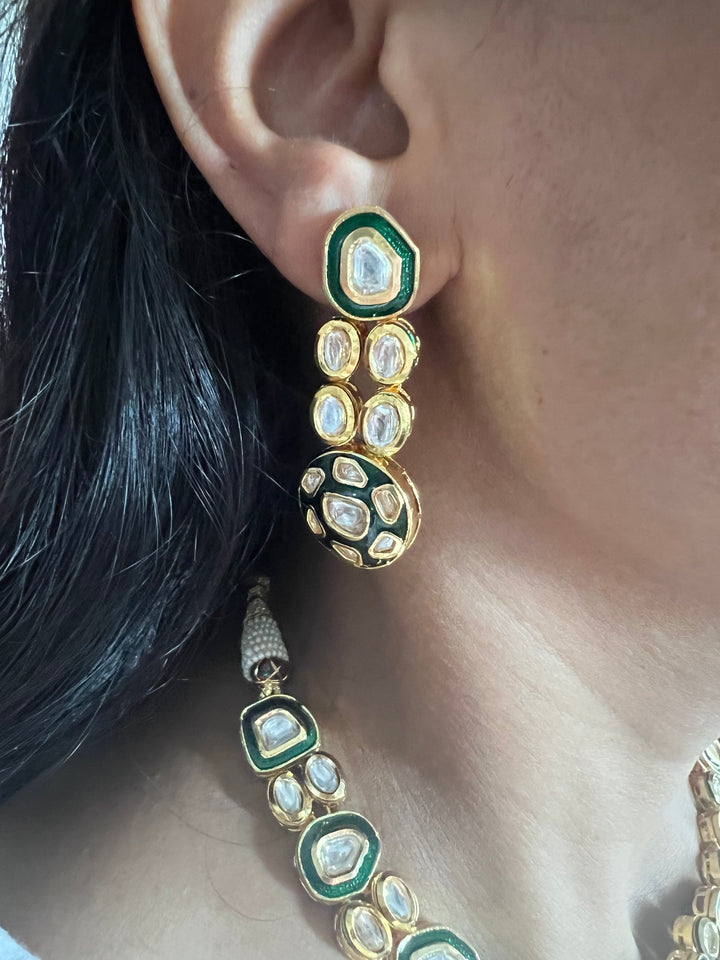 Signature Green Kundan Necklace with Earrings