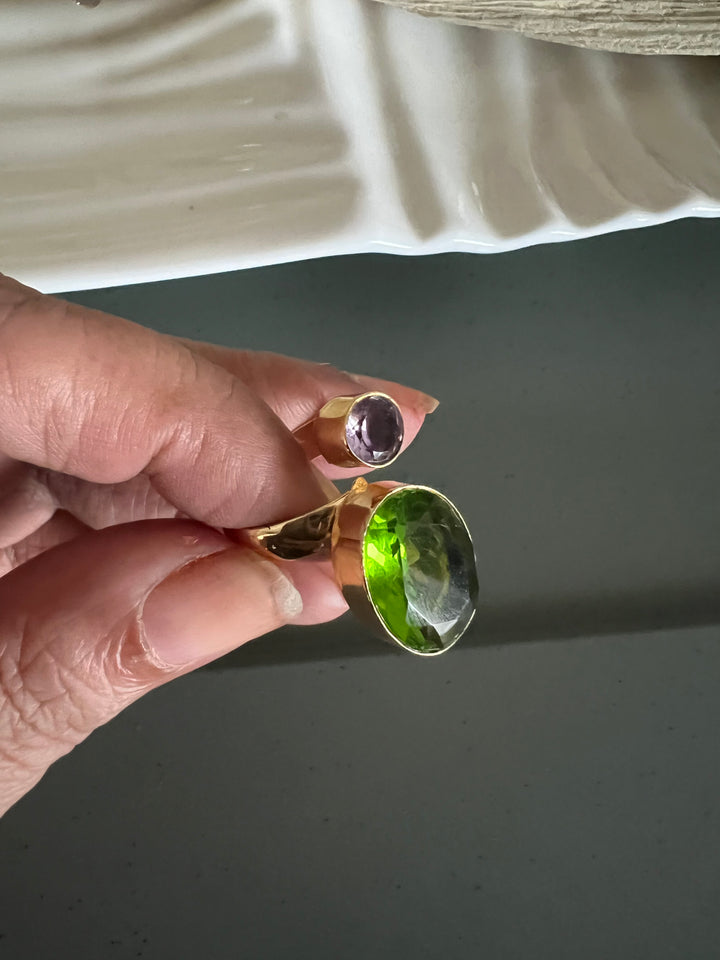 Statement Peridot Amethyst Ring
