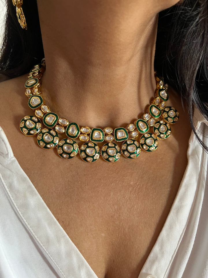 Signature Green Kundan Necklace with Earrings