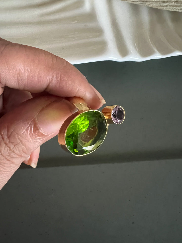 Statement Peridot Amethyst Ring