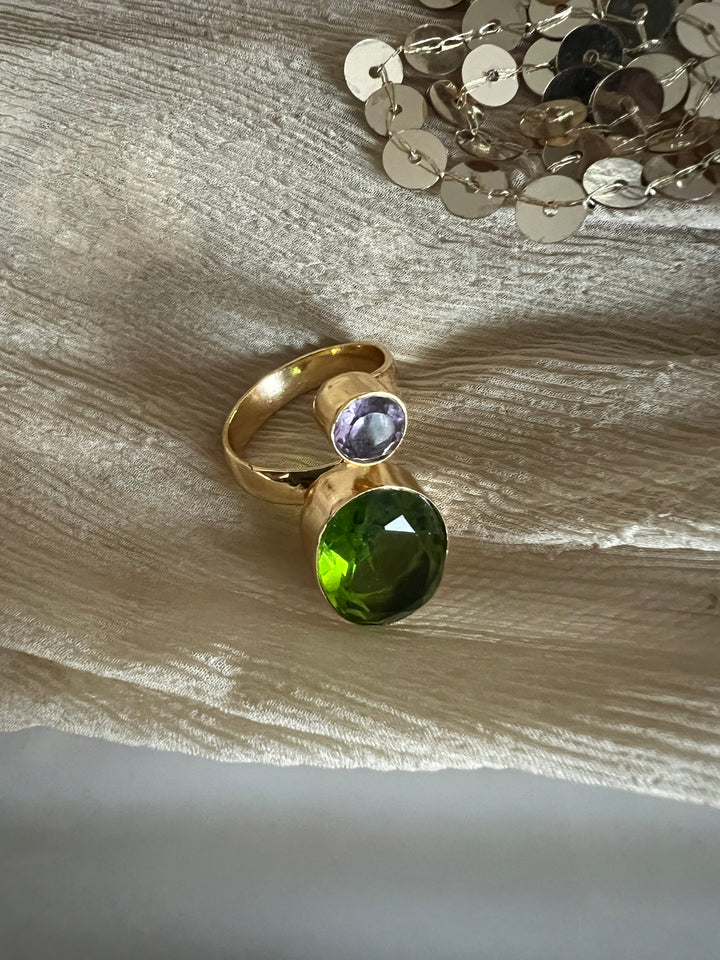 Statement Peridot Amethyst Ring