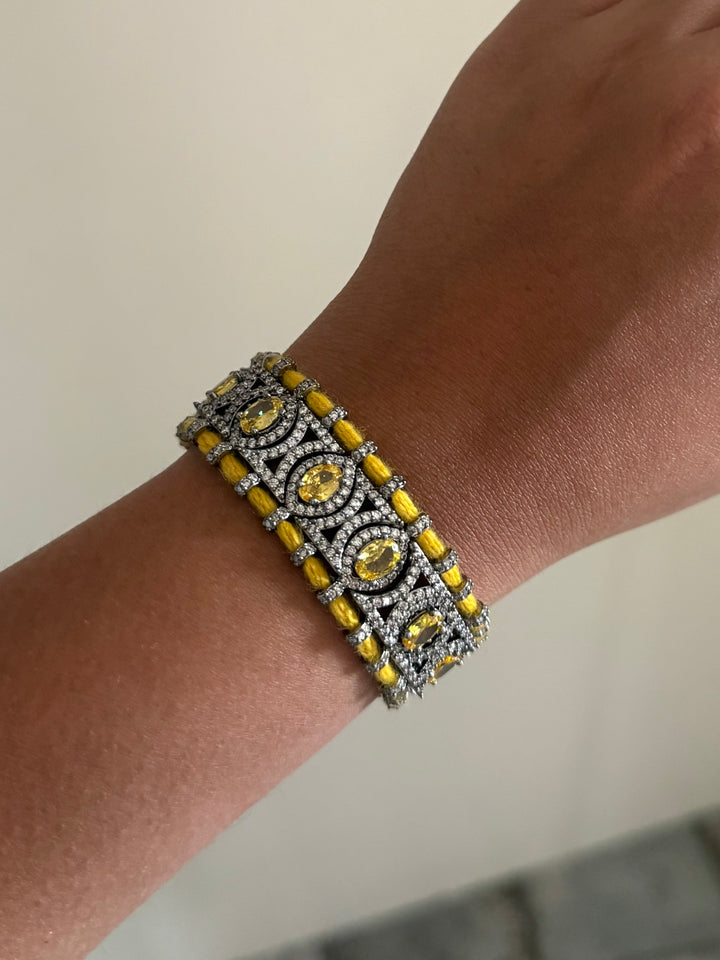 Handmade Designer CZ Bracelet | Rhodium Plated | SHIVKA