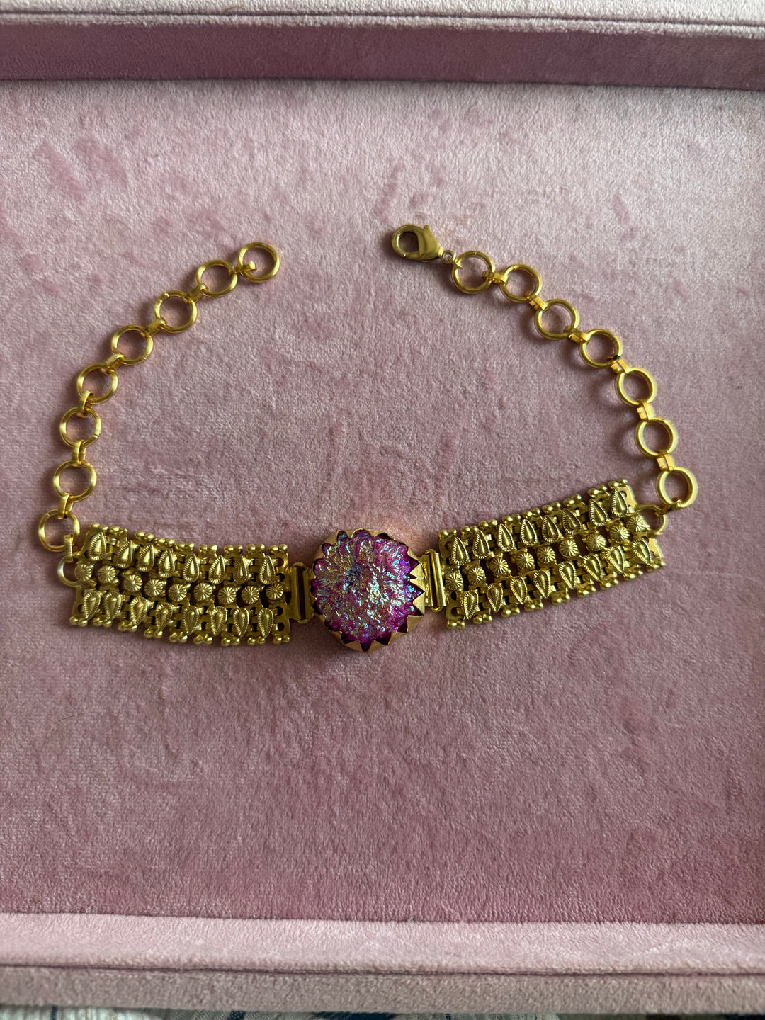 Handmade Natural Stone Statement Choker | Brass Adjustable Lobster Claw Jewelry