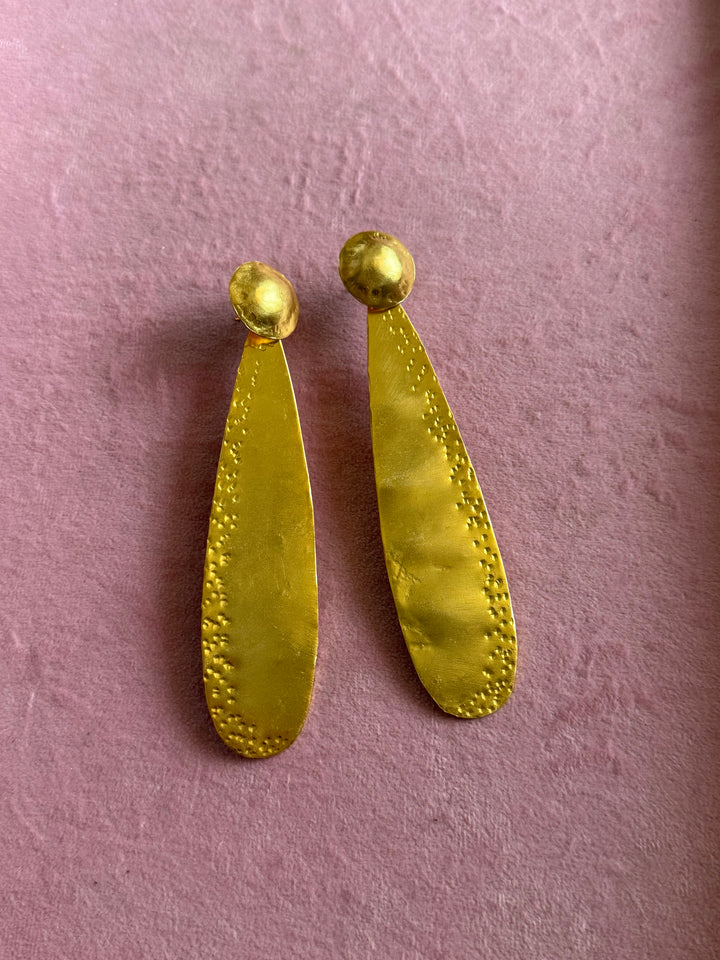 Statement Fan Earrings Gold Tone Earrings