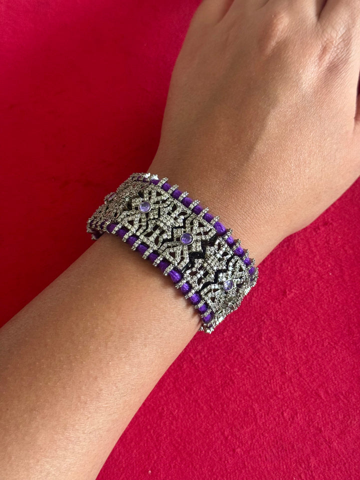 Handmade Designer CZ Bracelet | Rhodium Plated | SHIVKA