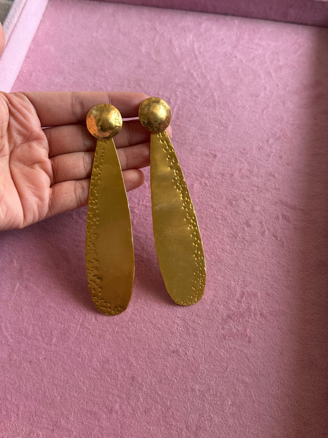 Statement Fan Earrings Gold Tone Earrings