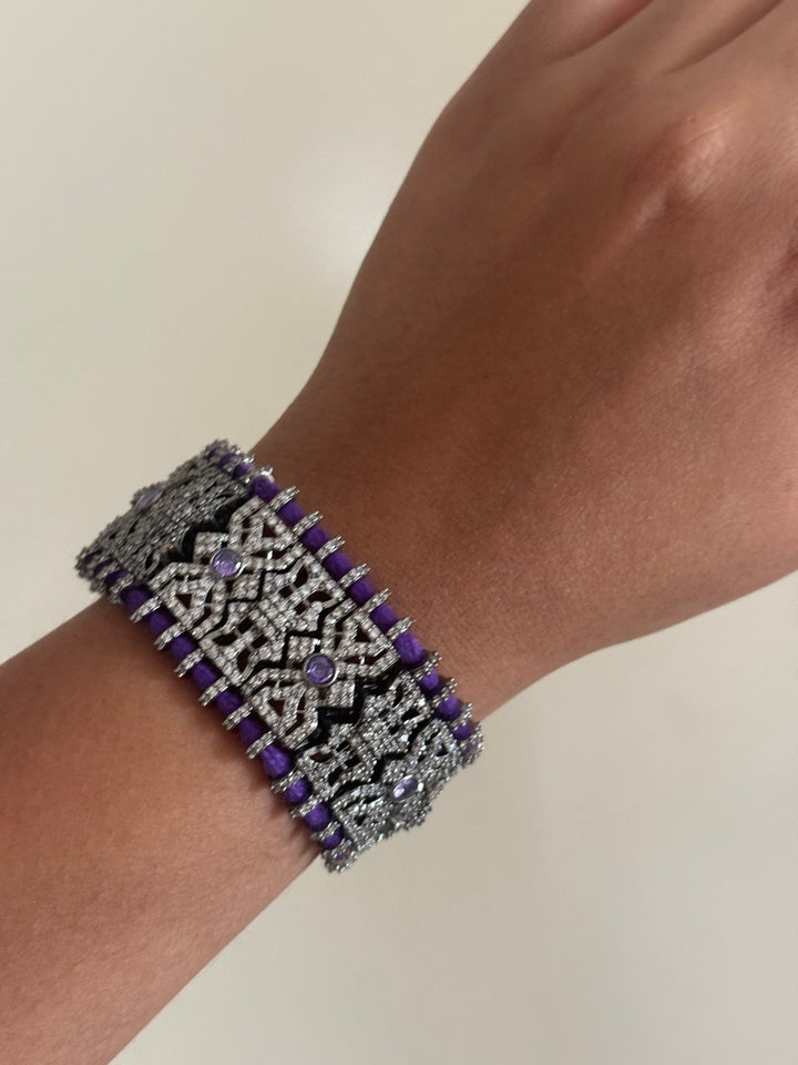 Handmade Designer CZ Bracelet | Rhodium Plated | SHIVKA