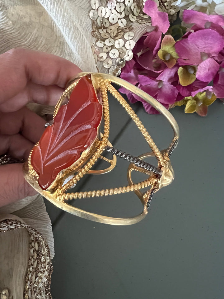 Gorgeous Carved Stone Cuff