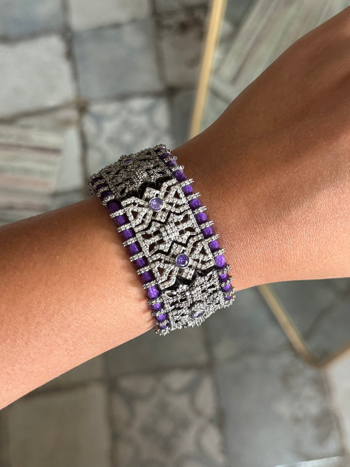 Handmade Designer CZ Bracelet | Rhodium Plated | SHIVKA