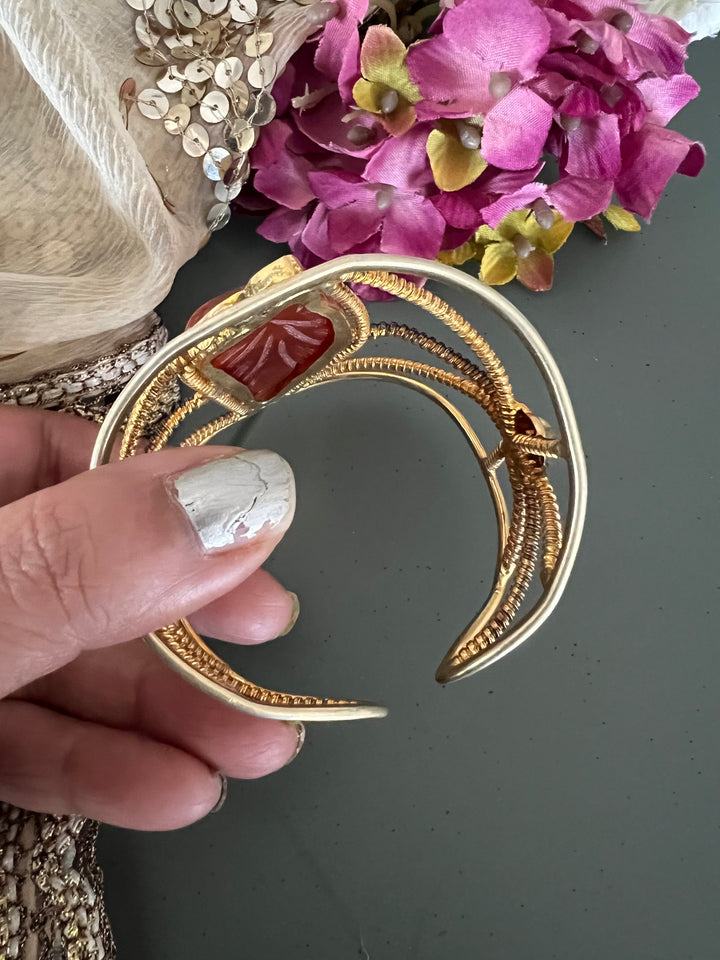 Gorgeous Carved Stone Cuff