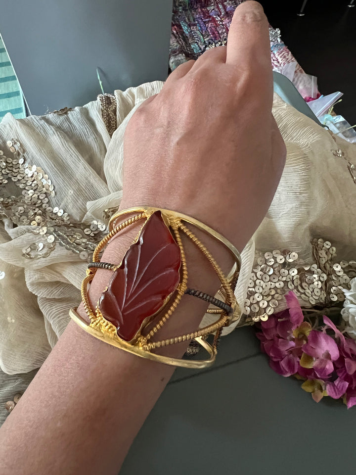 Gorgeous Carved Stone Cuff