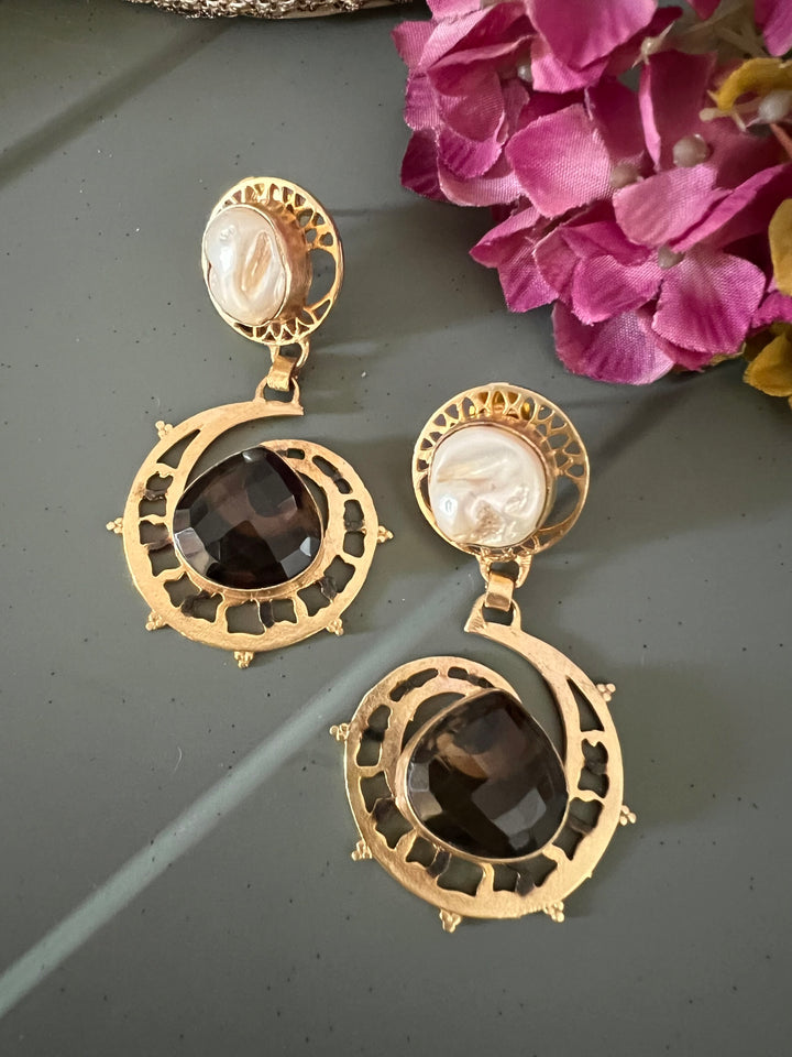 Sapphire and Pearls Statement Danglers