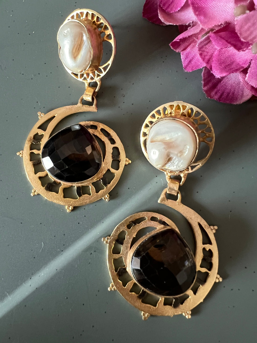 Sapphire and Pearls Statement Danglers