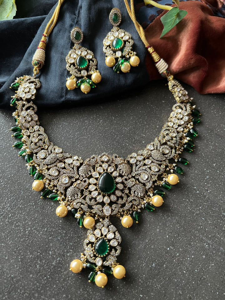 Victorian Kundan Necklace with Earrings