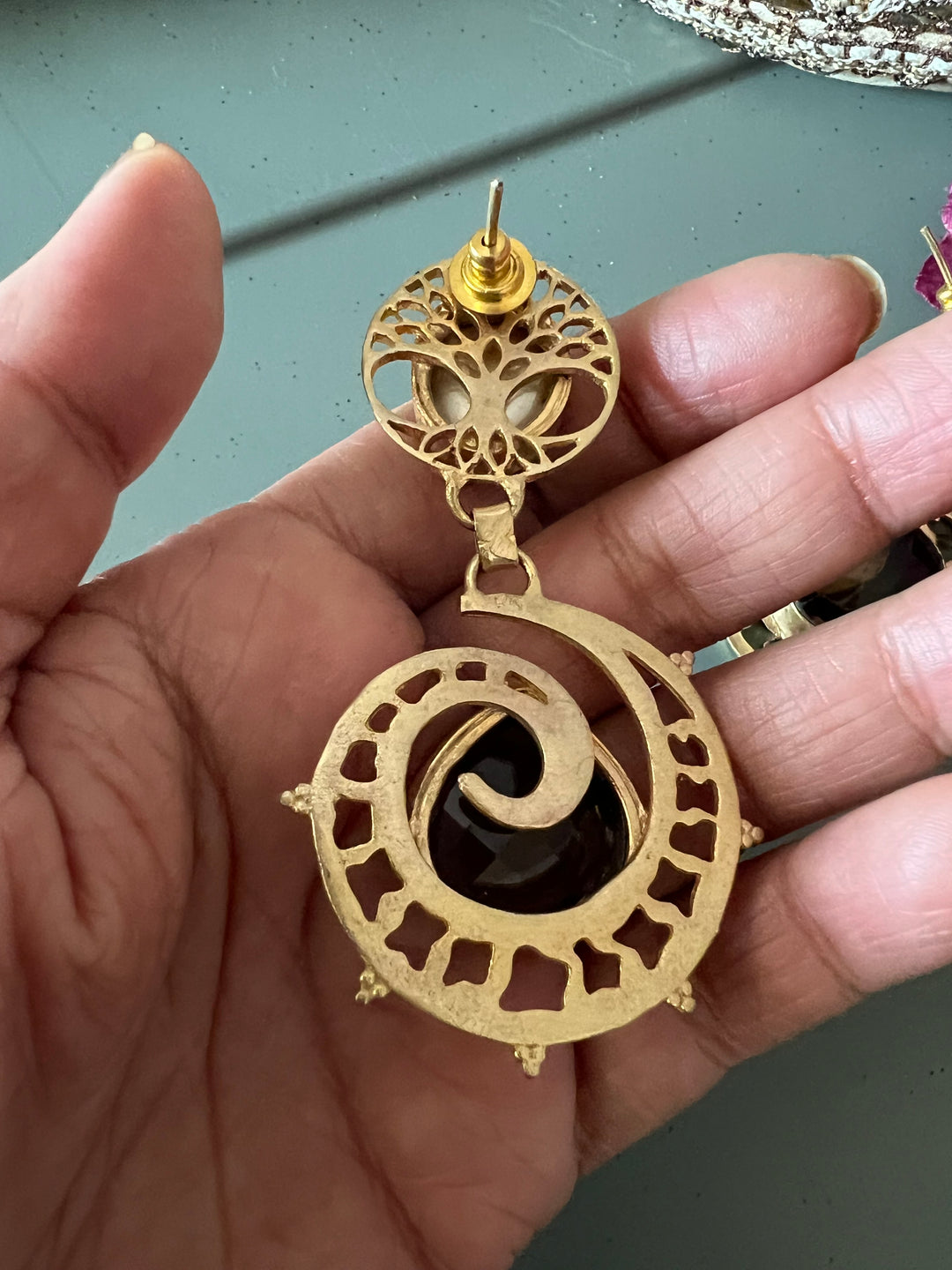 Sapphire and Pearls Statement Danglers