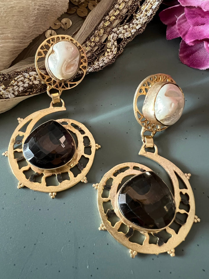 Sapphire and Pearls Statement Danglers