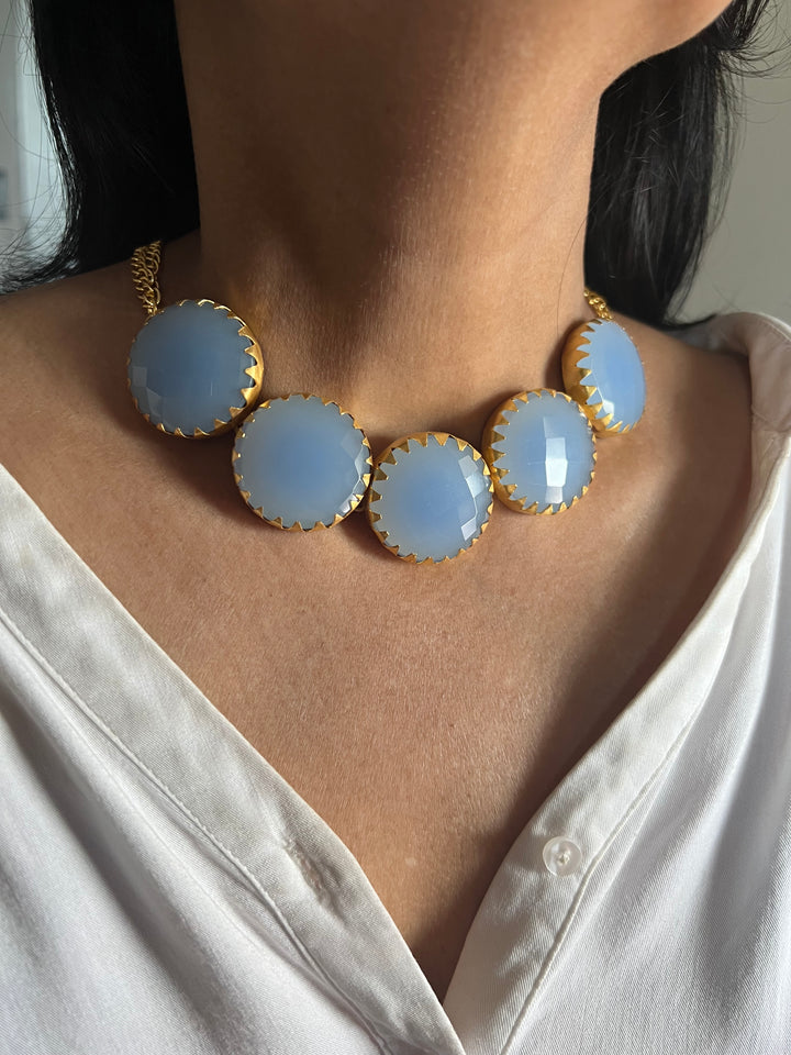 Statement Aqua Chalcedony Short Necklace
