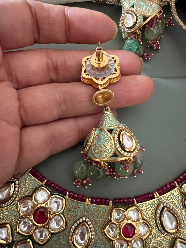 The Maharani’s Garden | Royal Kundan Necklace with Earrings