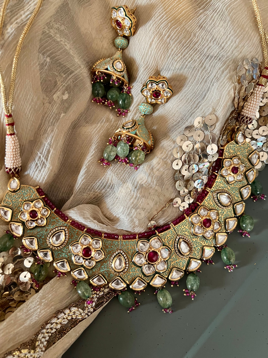The Maharani’s Garden | Royal Kundan Necklace with Earrings