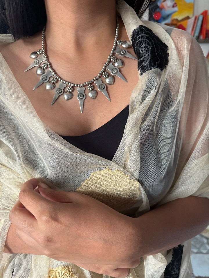 Pure 925 Silver Tribal Collar Necklace | SHIVKA