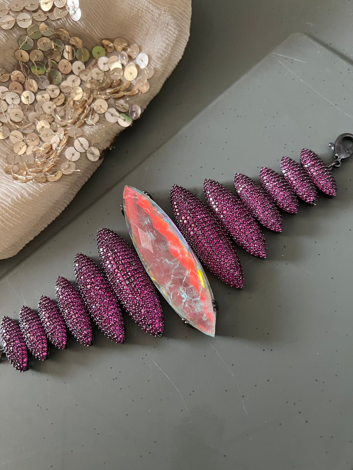 Bold Designer Austrian Crystal Bracelet | SHIVKA