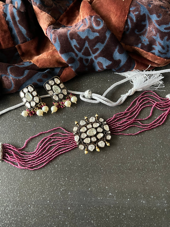 Victorian Kundan Choker with Earrings