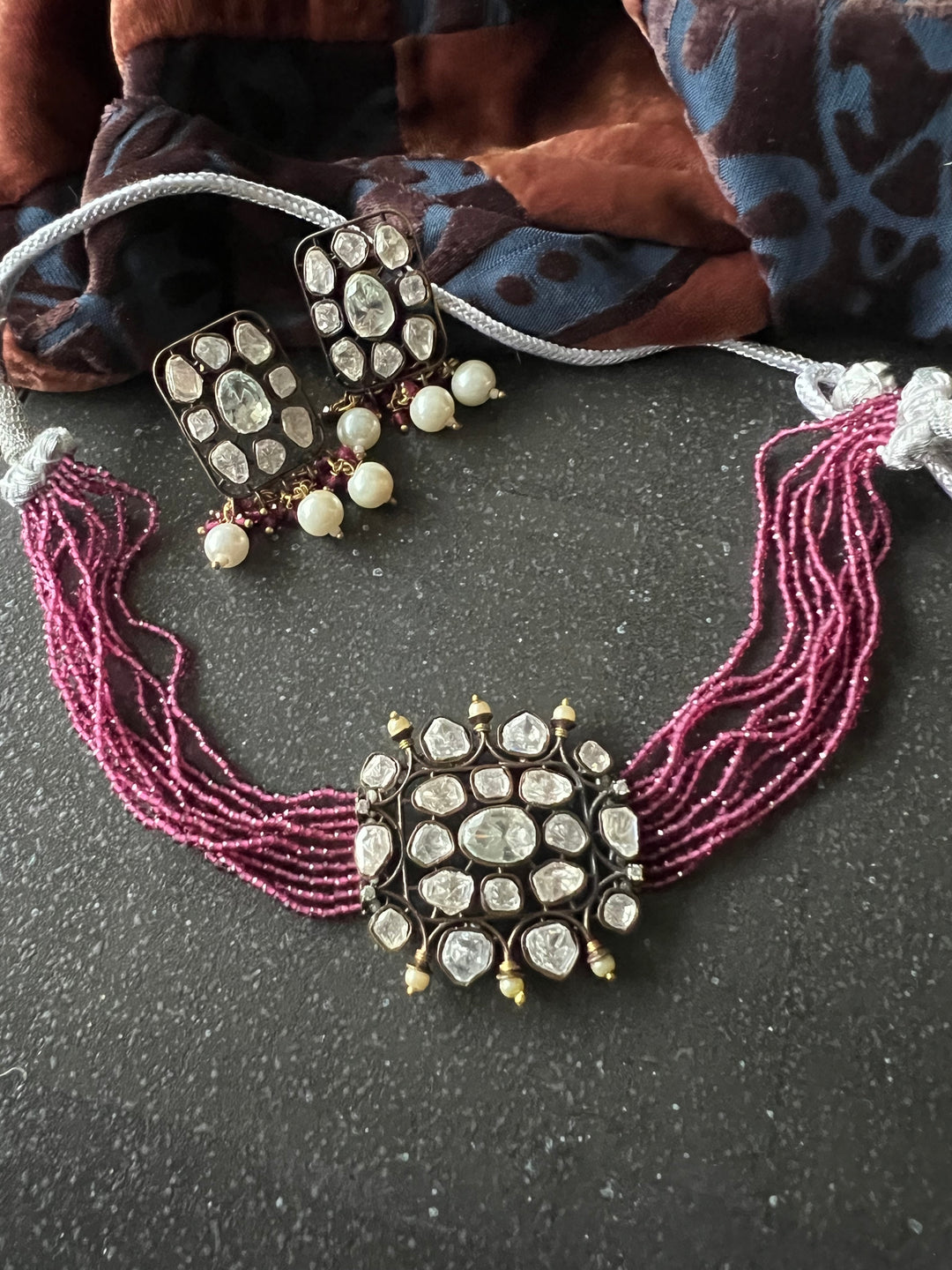 Victorian Kundan Choker with Earrings