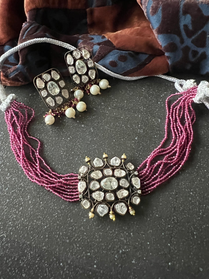 Victorian Kundan Choker with Earrings