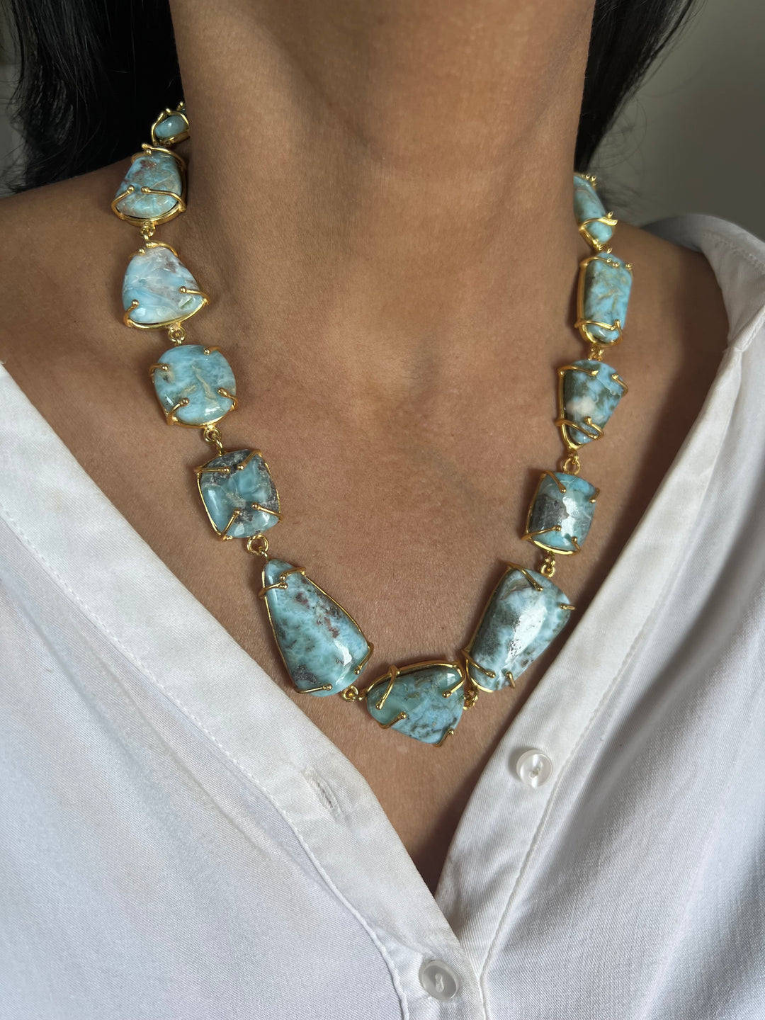 Statement Larimar Stone Necklace