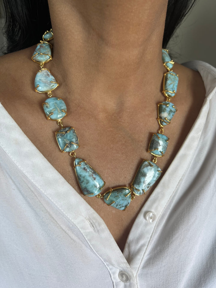 Statement Larimar Stone Necklace