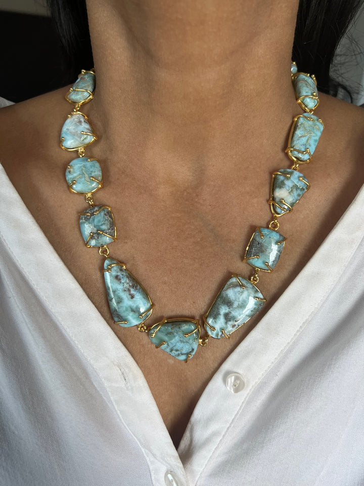Statement Larimar Stone Necklace